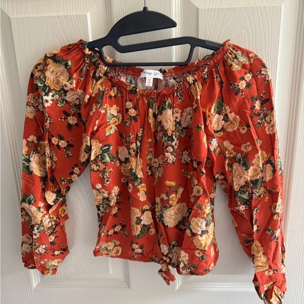 Persaya Floral Kids Blouse - Red and Yellow